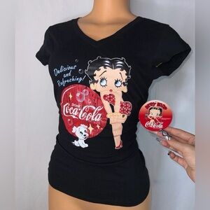 Betty Boop Black Graphic Tee with Red Accents